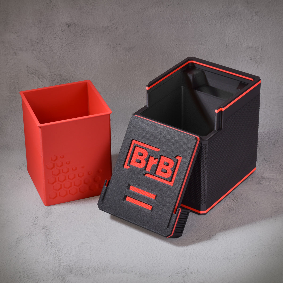 Bullseye Red MTG Commander deck box — side profile view