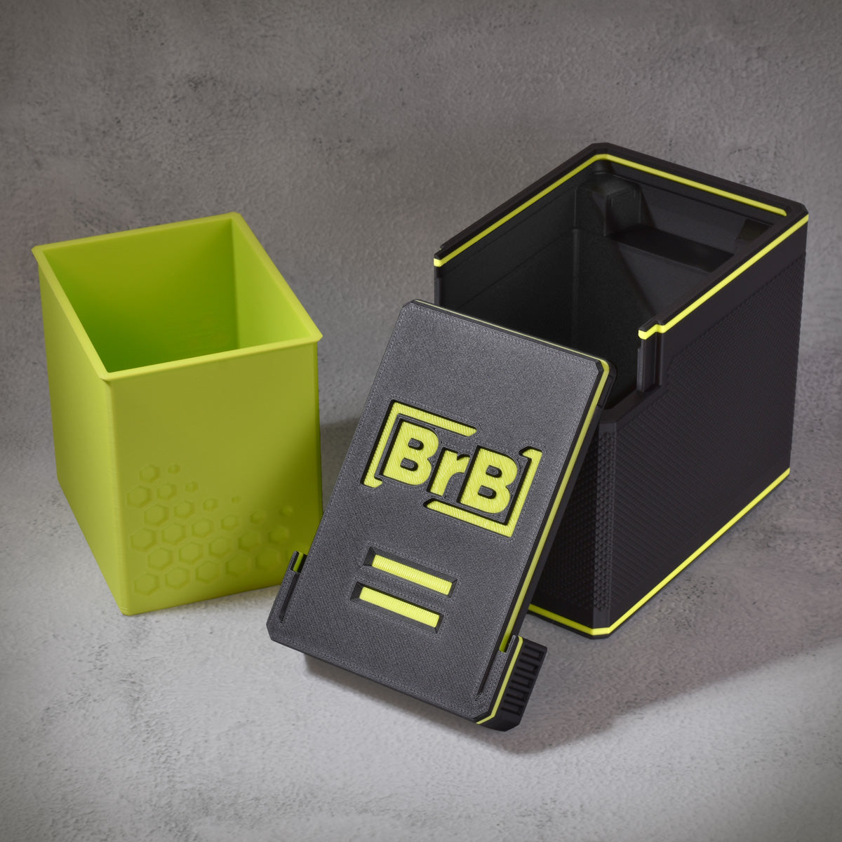 Hi-Vis Green MTG Commander Deckbox XL — side profile view