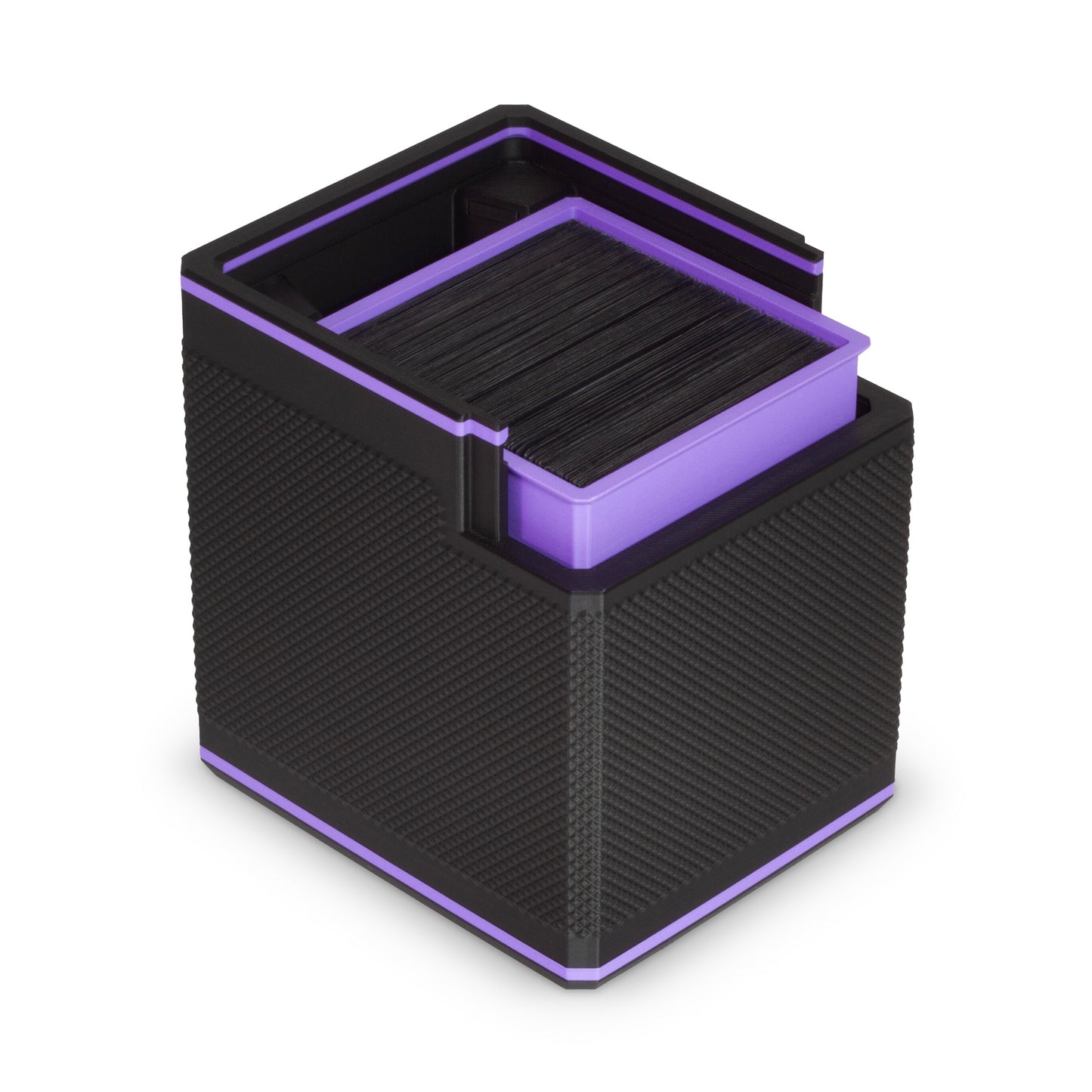 Sonar Purple MTG Commander deck box shown at an angle on a black background